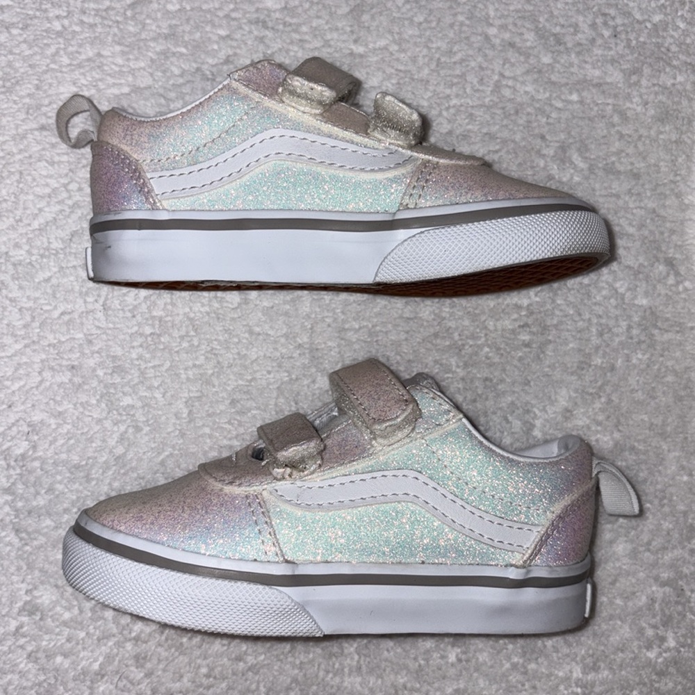 Vans Kids spring Sparkle double Strap Sneakers - Cream size 7 - Picture 4 of 8